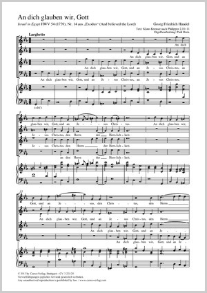 Georg Friedrich Händel: An dich glauben wir - Sheet music | Carus-Verlag