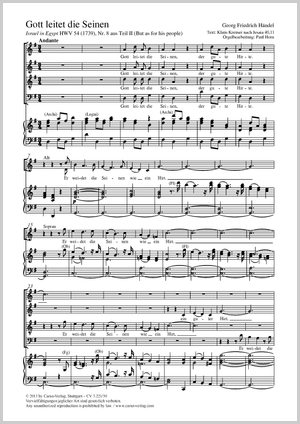 Gott leitet die Seinen But as for his people aus: Israel in Egypt Score, separate edition from a choral collection