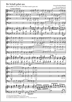 Ihr Schall gehet aus aus: Messiah Partition, édition séparée avec recueil de musique chorale
