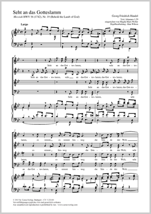 Seht an das Gotteslamm aus: Messiah Score, separate edition from a choral collection