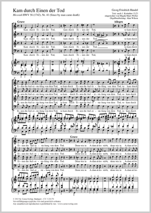 Since by man came death Score, separate edition from a choral collection