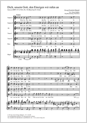 Dich, unser Gott, den Einzigen rufen wir an Hear Jacob's God aus: Samson Partitur, Einzelausgabe aus Chorbuch