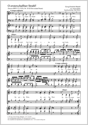 O ersterschaffner Strahl O first created beam aus: Samson Partitur, Einzelausgabe aus Chorbuch