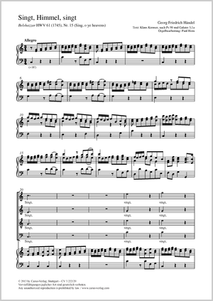 Thumbnail: Georg Friedrich Händel / Paul Horn (arr.): Singt, Himmel, singt