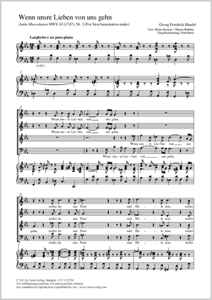 Georg Friedrich Händel / Paul Horn (arr.): Wenn uns're Lieben von uns gehen - Noten | Carus-Verlag