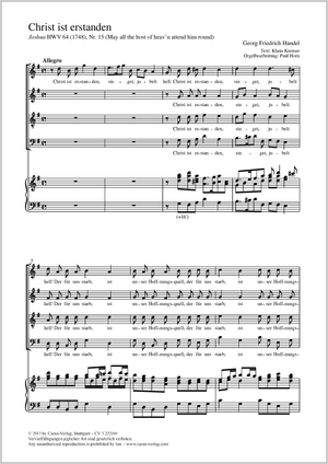 Christ ist erstanden May all the host Score, separate edition from a choral collection