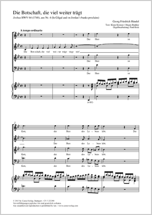 Georg Friedrich Händel / Paul Horn (arr.): Die Botschaft, die viel weiter trägt - Noten | Carus-Verlag