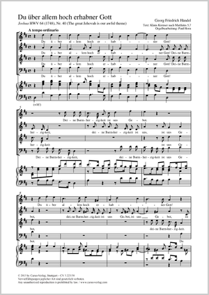 Du über Allem hoch erhab'ner Gott The great Jehova aus: Joshua Score, separate edition from a choral collection