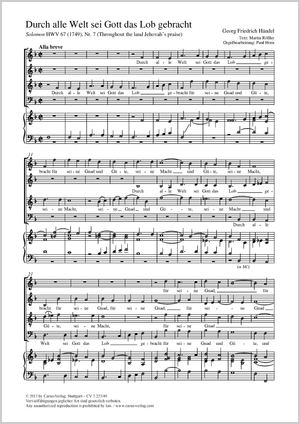 Durch alle Welt sei Gott das Lob gebracht Throughout the Land Partitur, Einzelausgabe aus Chorbuch