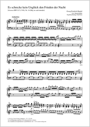 Georg Friedrich Händel / Paul Horn (arr.): Es schrecke kein Unglück den Frieden der Nacht - Noten | Carus-Verlag