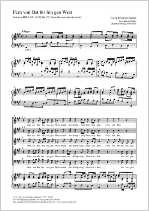 Fern von Ost bis hin gen West From the east unto the west Partitur, Einzelausgabe aus Chorbuch