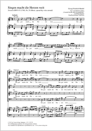 Singen macht die Herzen weit Music, spread thy voice around Score, separate edition from a choral collection