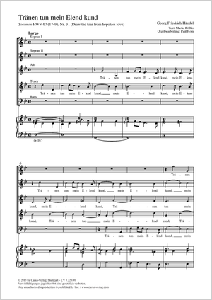 Georg Friedrich Händel: Tränen tun mein Elend kund - Noten | Carus-Verlag