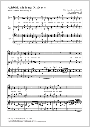 Ach bleib mit deiner Gnade bei uns, Herr Jesu Christ aus: Paulus Partitur, Einzelausgabe aus Chorbuch