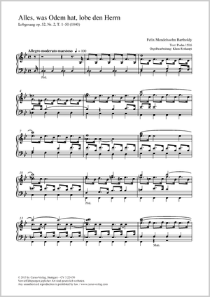 Felix Mendelssohn Bartholdy: Alles, was Odem hat, lobe den Herrn - Noten | Carus-Verlag