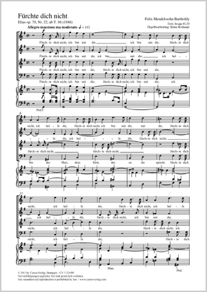 Felix Mendelssohn Bartholdy / Klaus Rothaupt (arr.): Fürchte dich nicht - Noten | Carus-Verlag