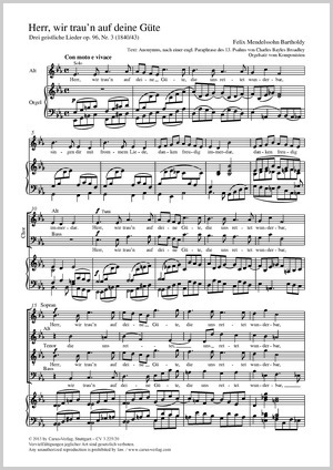 Felix Mendelssohn Bartholdy: Herr, wir trau'n auf deine Güte - Sheet music | Carus-Verlag