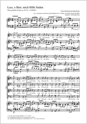 Help me, Lord, in my affliction from: Drei geistliche Lieder (Three Sacred Songs) op. 96 (organ version) Score, separate edition from a choral collection