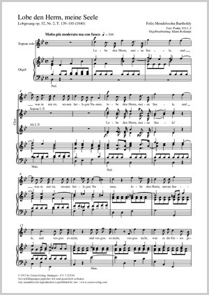 Felix Mendelssohn Bartholdy Lobe Den Herrn Meine Seele Sheet Music Buy Choral Sheet Music