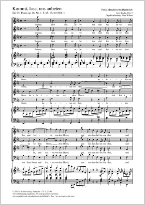 Kommt, lasst uns anbeten aus: Der 95. Psalm Score, separate edition from a choral collection