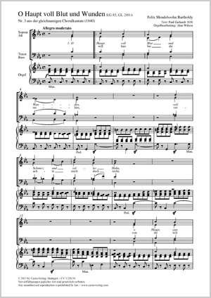 Felix Mendelssohn Bartholdy / Alan Wilson (arr.): O Haupt voll Blut und Wunden - Noten | Carus-Verlag