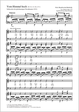 Vom Himmel hoch aus: Choralkantate "Vom Himmel hoch" Partition, édition séparée avec recueil de musique chorale