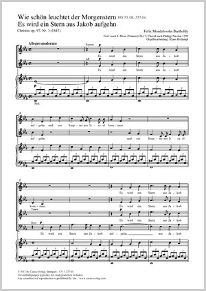 Felix Mendelssohn Bartholdy Es Wird Ein Stern Aus Jakob Aufgehn Sheet Music Buy Choral Sheet Music