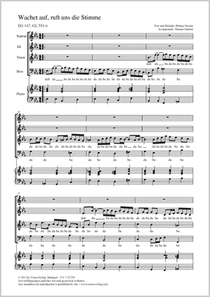 Wake, o wake and hear the voices II Score, separate edition from a choral collection