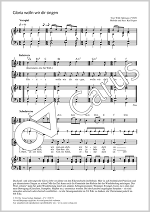 Gloria wolln wir dir singen Partitur, Einzelausgabe aus Chorbuch