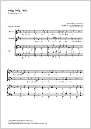 Martin Schomaker (arr.): Heilig, heilig, heilig - Noten | Carus-Verlag