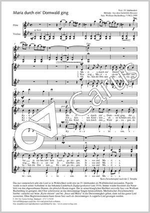 Maria durch ein Dornwald ging Score, separate edition from a choral collection