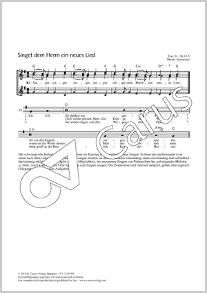 Anonymus: Singet dem Herrn ein neues Lied - Noten | Carus-Verlag