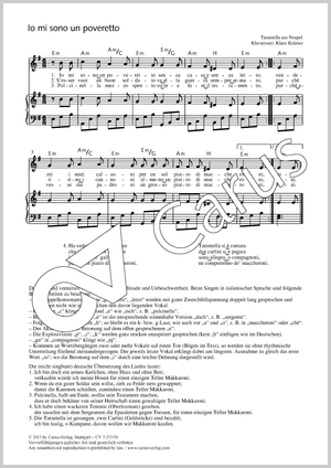 Io mi sono un poveretto Partitur, Einzelausgabe aus Chorbuch