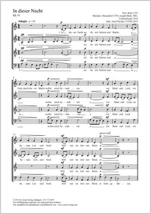 In dieser Nacht Motette Partitur, Einzelausgabe aus Chorbuch