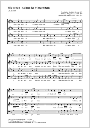 Wie schön leuchtet der Morgenstern Motette Score, separate edition from a choral collection
