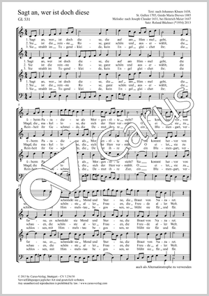 Sagt an, wer ist doch diese Motette Partitur, Einzelausgabe aus Chorbuch