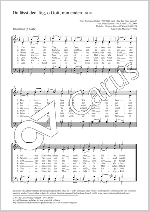 Du lässt den Tag, o Gott, nun enden Partition, édition séparée avec recueil de musique chorale, In dieser Ausgabe / in this edition: Coro SATB, [Org]