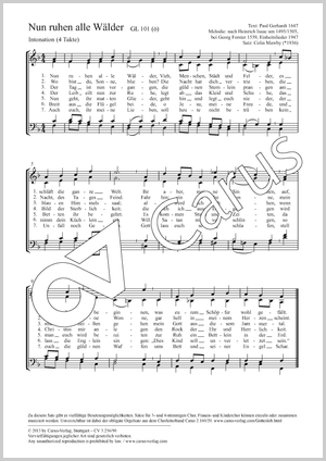 Nun ruhen alle Wälder Partition, édition séparée avec recueil de musique chorale, In dieser Ausgabe / in this edition: Coro SATB, [Org]