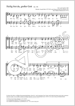 Heilig bist du, großer Gott Partitur, Einzelausgabe aus Chorbuch, In dieser Ausgabe / in this edition: Coro SATB, [Org]