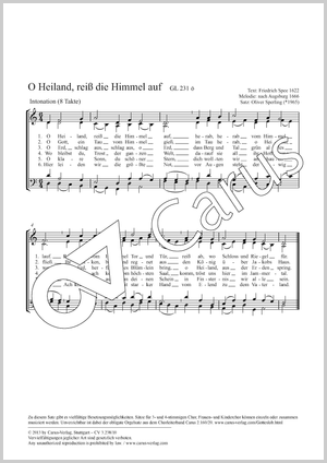 O Heiland, reiß die Himmel auf Partition, édition séparée avec recueil de musique chorale, In dieser Ausgabe / in this edition: Coro SATB, [Org]