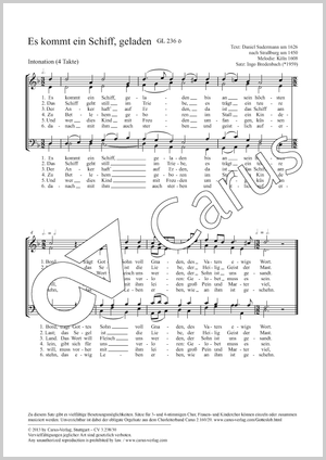 Es kommt ein Schiff, geladen Partitur, Einzelausgabe aus Chorbuch, In dieser Ausgabe / in this edition: Coro SATB, [Org]