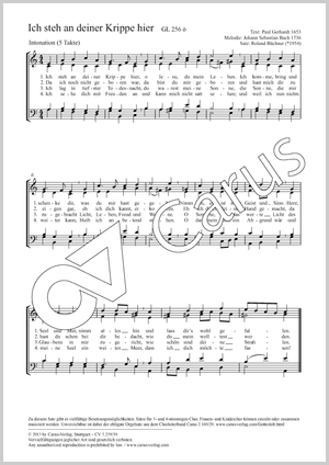 Ich steh an deiner Krippe hier Partitur, Einzelausgabe aus Chorbuch, In dieser Ausgabe / in this edition: Coro SATB, [Org]