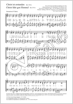 Christ ist erstanden Partitur, Einzelausgabe aus Chorbuch, In dieser Ausgabe / in this edition: Coro SATB, [Org]