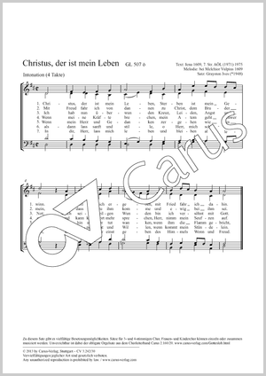 Christus, der ist mein Leben Partition, édition séparée avec recueil de musique chorale, In dieser Ausgabe / in this edition: Coro SATB, [Org]