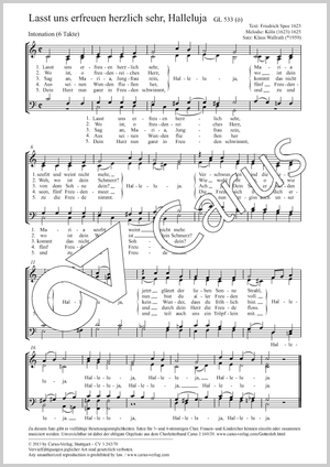 Lasst uns erfreuen herzlich sehr, Halleluja Score, separate edition from a choral collection, In dieser Ausgabe / in this edition: Coro SATB, [Org]