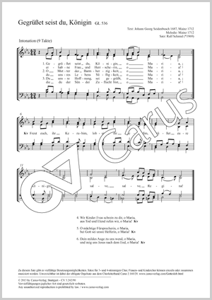 Gegrüßet seist du, Königin Partitur, Einzelausgabe aus Chorbuch, In dieser Ausgabe / in this edition: Coro SATB, [Org]