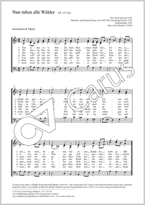 Nun ruhen alle Wälder Partition, édition séparée avec recueil de musique chorale, In dieser Ausgabe / in this edition: Coro SAM, [Org]