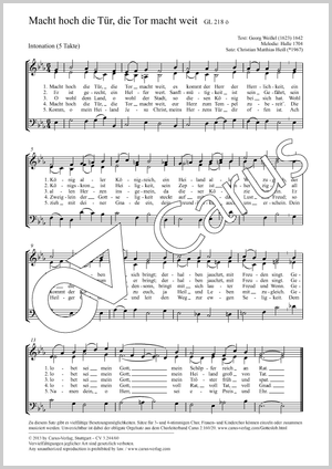 Macht hoch die Tür, die Tor macht weit Partition, édition séparée avec recueil de musique chorale, In dieser Ausgabe / in this edition: Coro SAM. [Org]