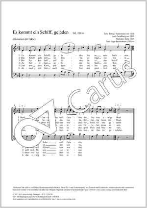 Es kommt ein Schiff, geladen Partitur, Einzelausgabe aus Chorbuch, In dieser Ausgabe / in this edition: Coro SAM, [Org]