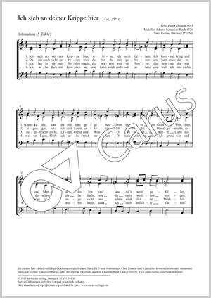 Ich steh an deiner Krippe hier Partitur, Einzelausgabe aus Chorbuch, In dieser Ausgabe / in this edition: Coro SAM, [Org]